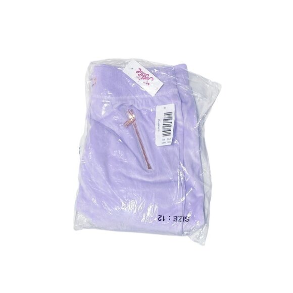 JUSTICE Girls Active Plush Velour Jogger Pants Purple - Picture 3 of 3
